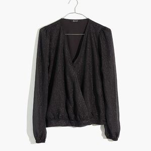 [NWT] Madewell Shimmer Wrap Top in Black